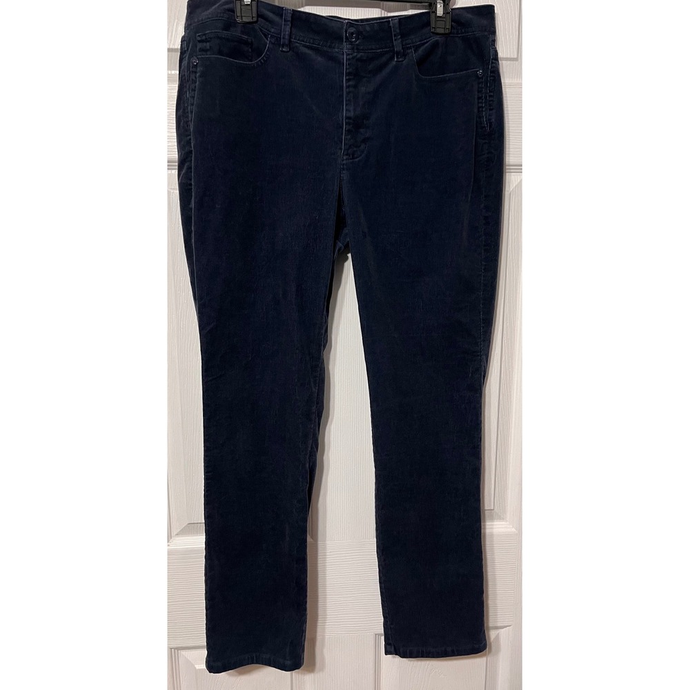 J. Jill Navy Blue Corduroy Straight Leg Pants Womens Size 12 Stretch Five Pocket